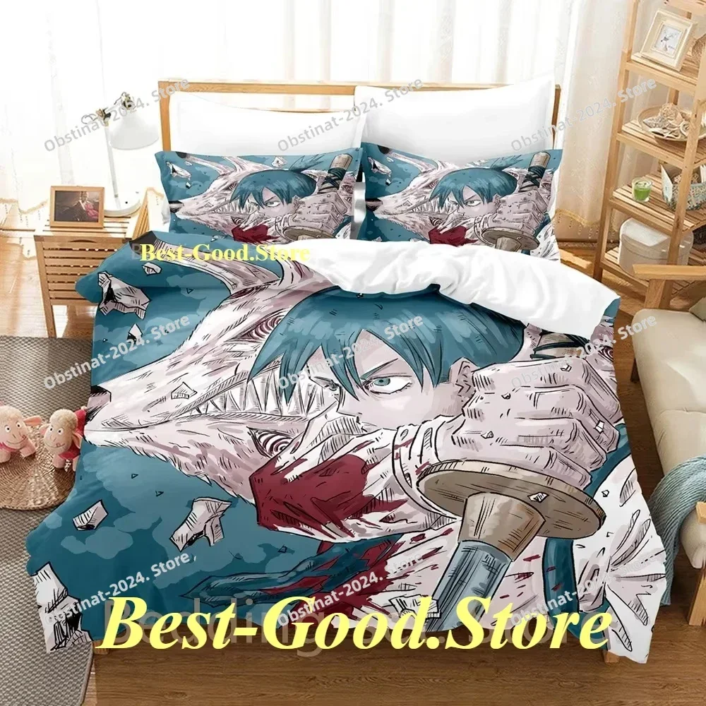 2024 폭스 데빌 콘 체인소 맨 침구 세트 프린트 베드 세트 베개 커버 포함 싱글 더블 퀸 슈퍼 킹 사이즈