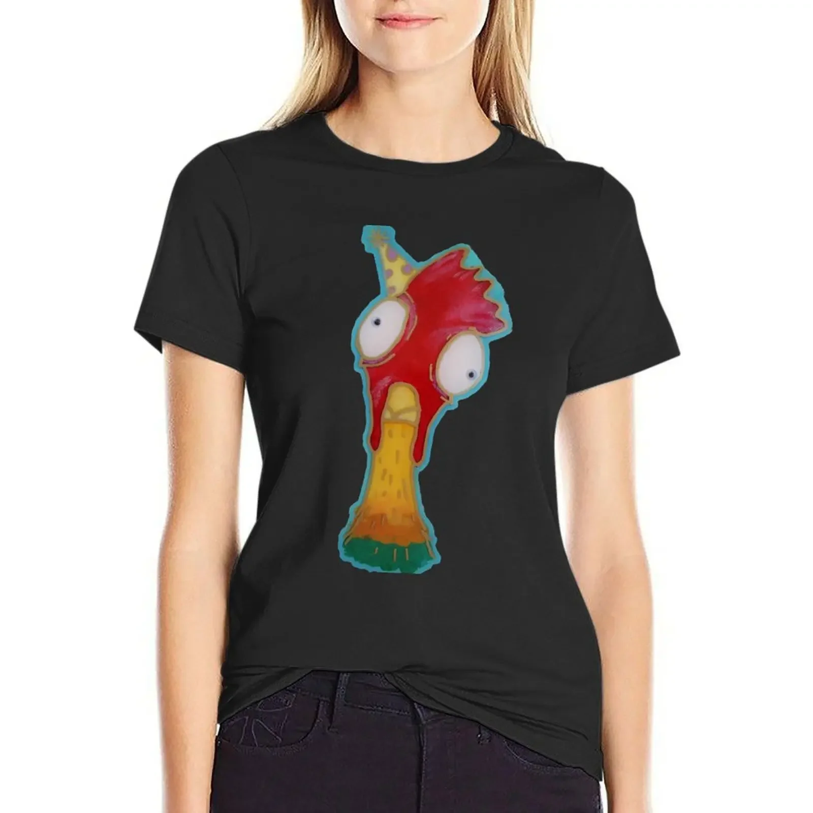 

Goofball Chicken Wearing Party Hat, Portrait of a Bantam T-Shirt sublime tops Womens clothing
