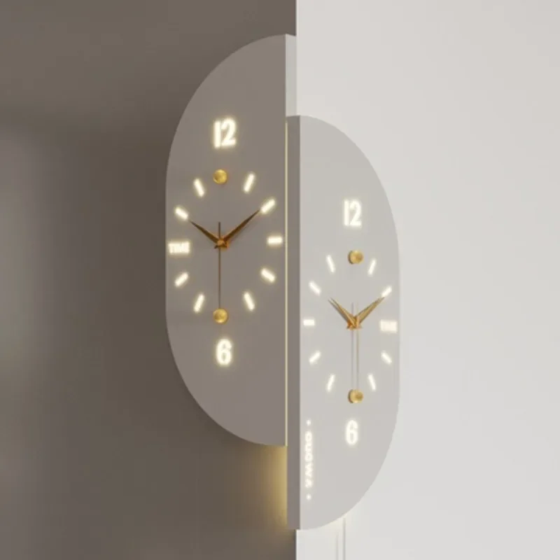 Corner Wall Clocks Creative Light Luxury Wall Clock Hanging Silent Design Nordic Clocks Morden Living Room Decorations