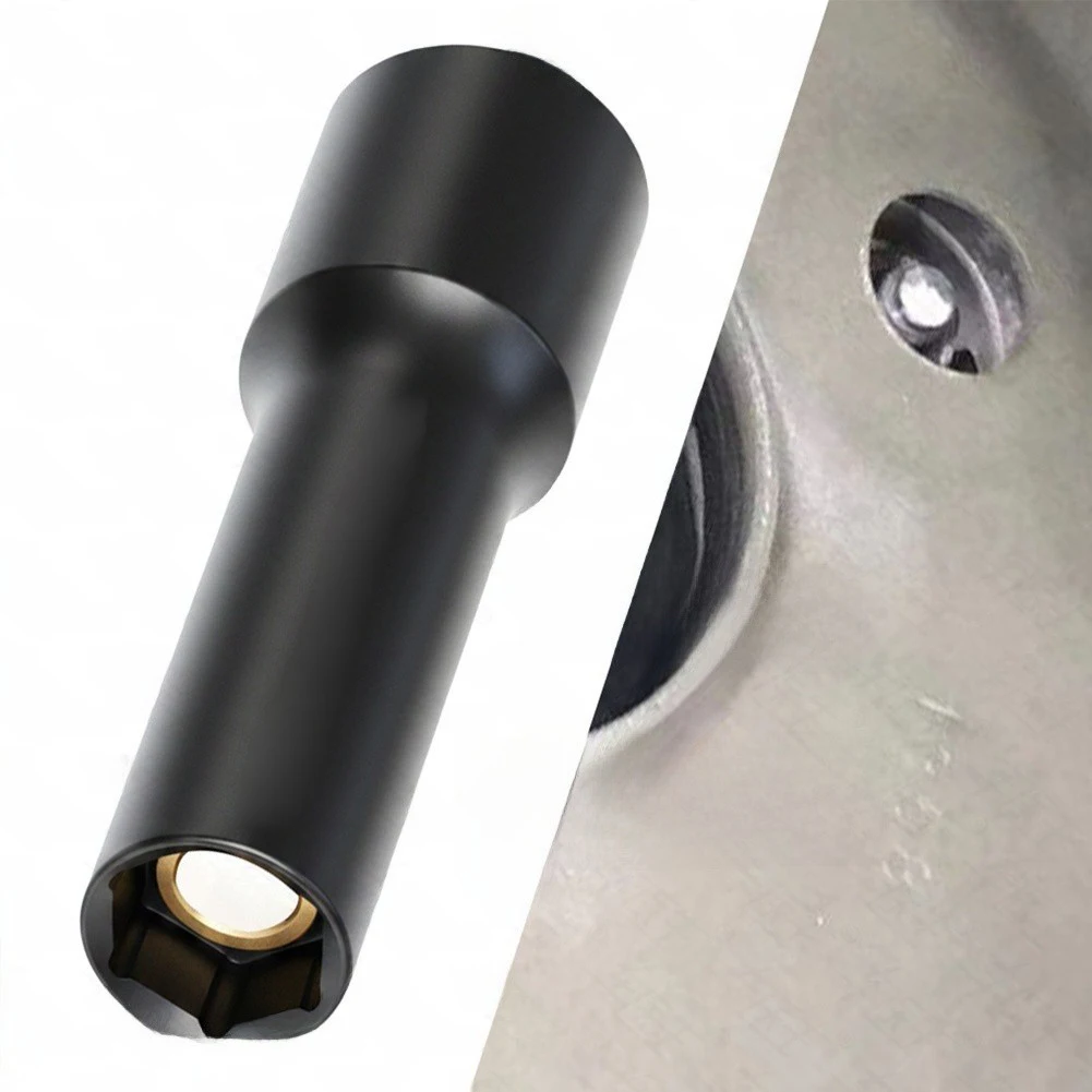 1Pc Black 13mm Strut Nut Remover Tool For Tesla Model 3 Shock Absorber Disassembly Socket Wrench Automotive Maintenance Gear