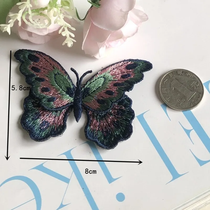 Colorful Butterfly Embroidered Patch with Double Layer Water Soluble EmbroideryMidnight Blue Butterfly Embroidered Patch