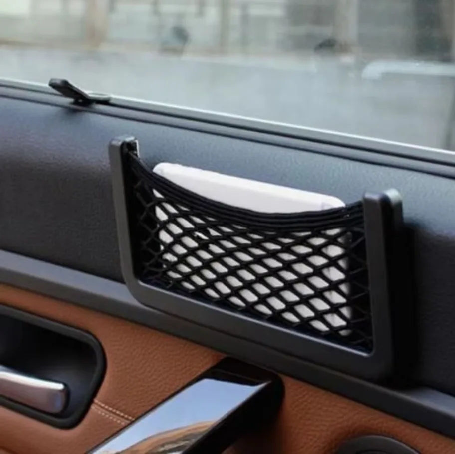 Car Organizer Storage Bag Auto Back Rear Mesh Holder for Phone Paste Net Pocket Cellphone Mount