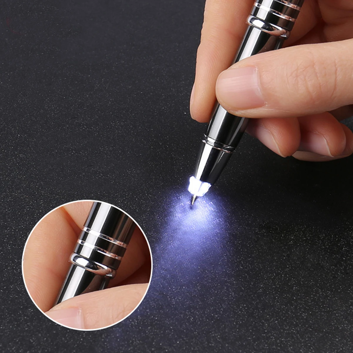 

LED Ball-Point Pen Creative Multifunctional Aluminum Black Classical for Phone Computer Screen Writing Tool Anti-Fingerprint