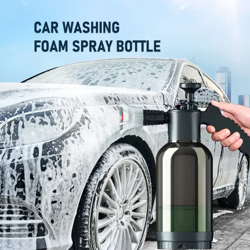 2L Handheld Foam Sprayer for Car High Pressure Hand Pump Transparent Foam Wash Spray Bottle Automobile Cleaning Tool