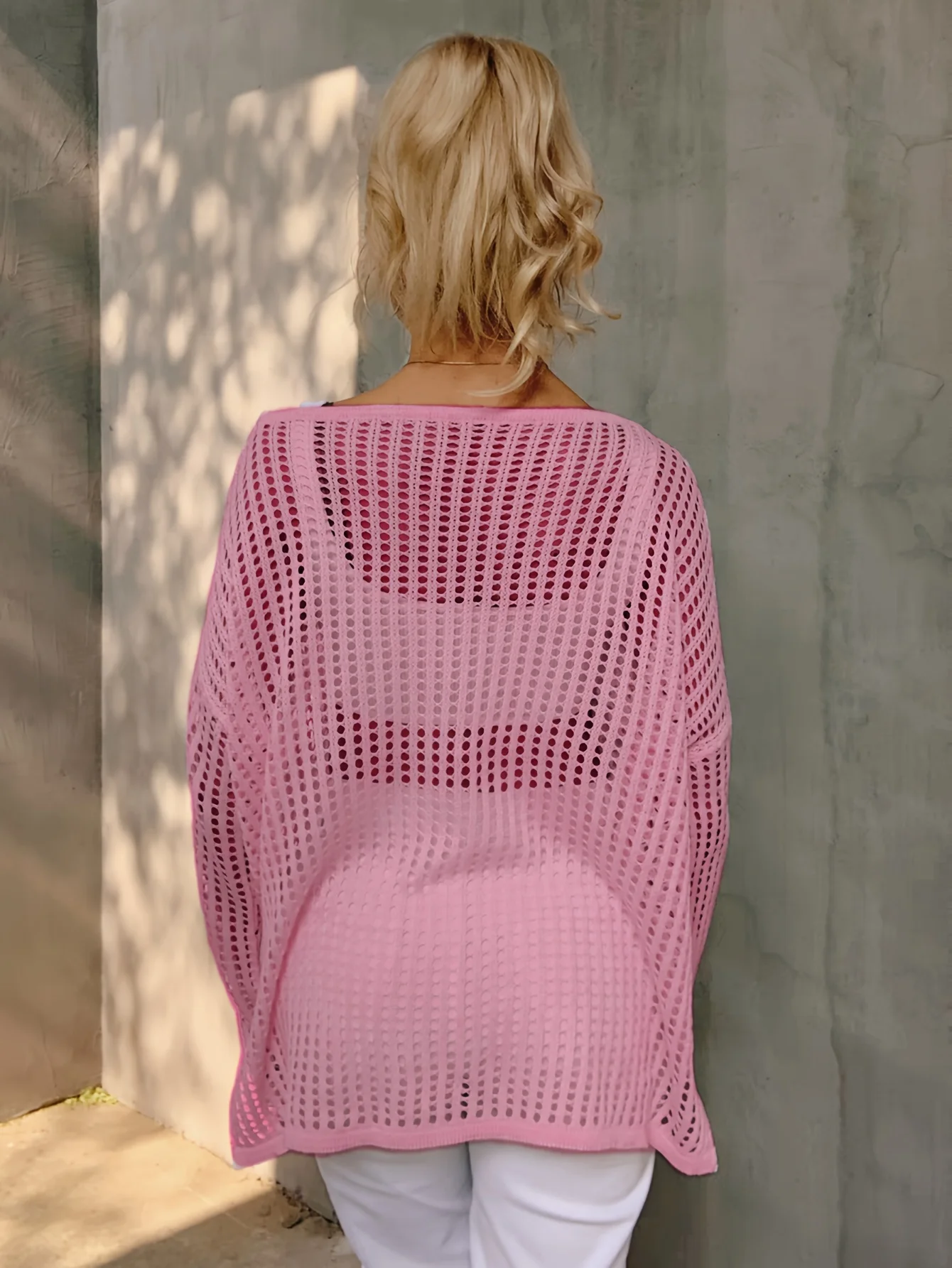 Women's Summer Boho Vacation-Style Knit Lace Long Sleeve Top