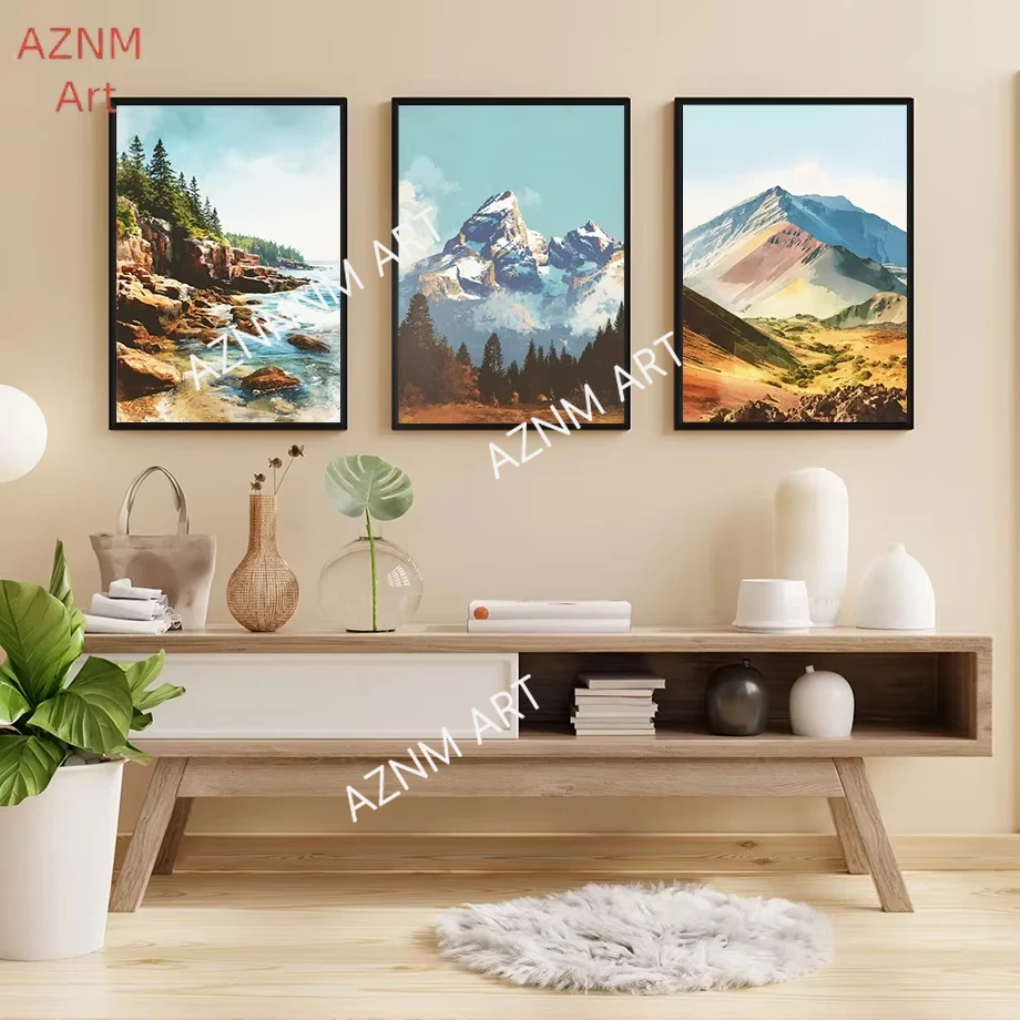 National Park Vintage Style Travel Landscape Poster Rocky Coastline Wall Art Poster Canvas Home Living Room Decor Souvenir