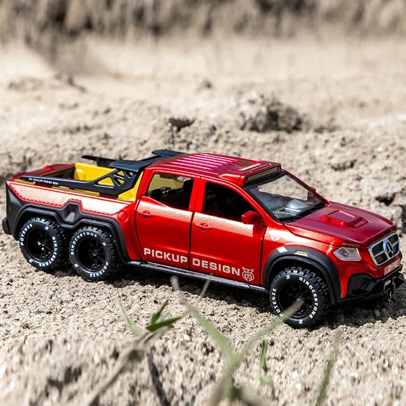 Modellino di auto in lega pressofuso di 1:28 Benz X-Class 6 x6 fuoristrada Voiture in miniatura con suono e luce auto giocattolo ragazzo