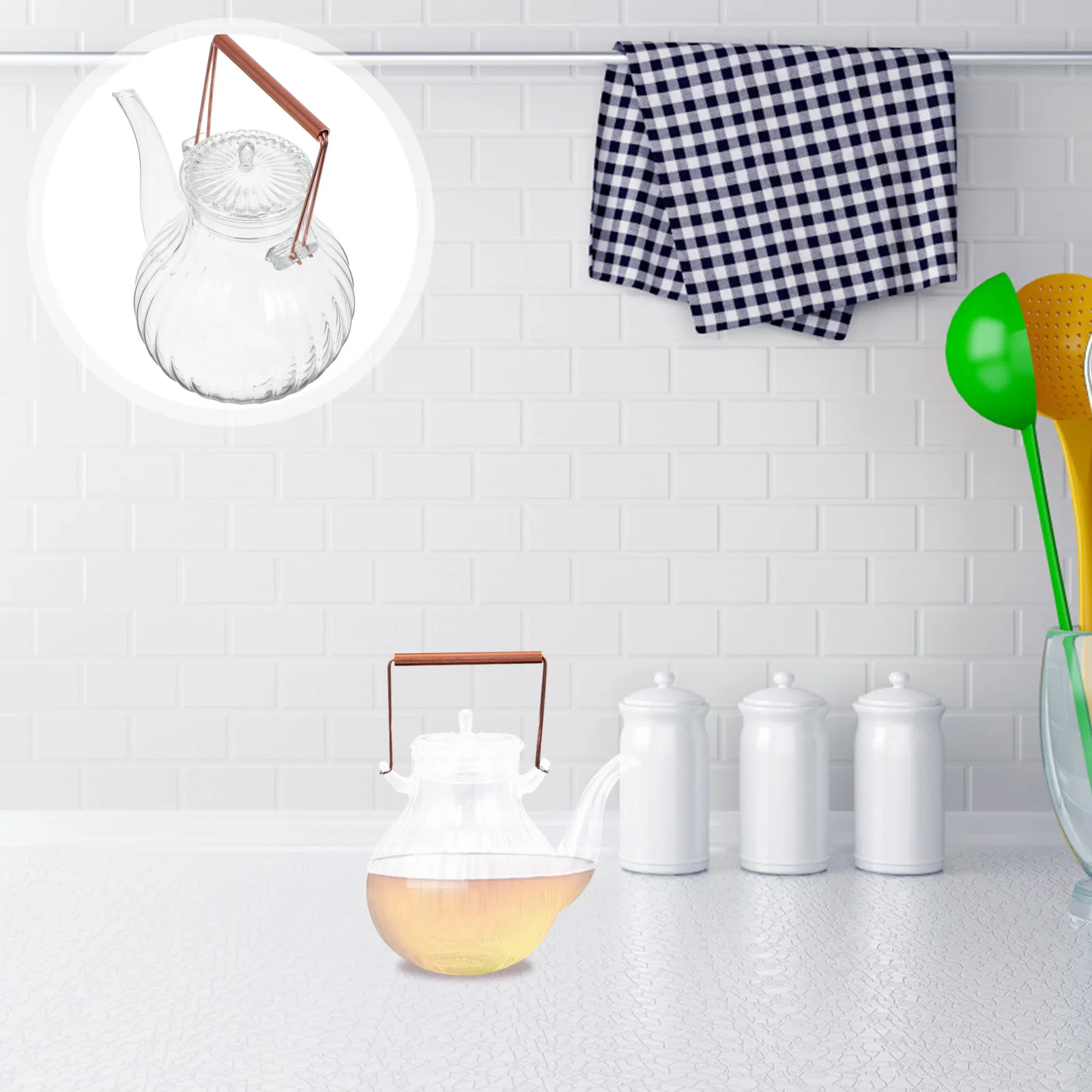 

Heat-Resistant Glass Tea Kettle Large Capacity Stovetop Heating Water Kettle for Home Easy Clean Portable Glass Teapot