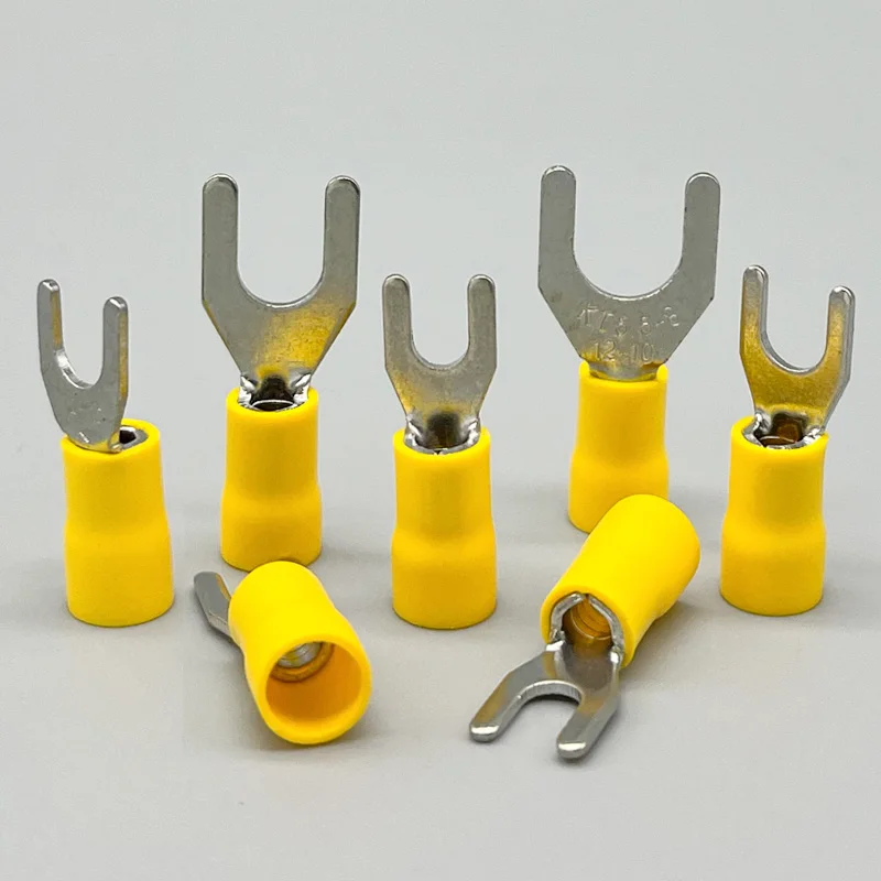 100-500PCS Insulated Crimp Terminals SV5.5-4/5/6/8 Pure Copper Ferrule Terminals Spade Connectors Electrical Use For Cable 4-6mm