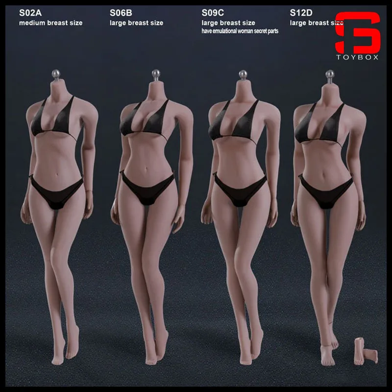 

TBLeague Phicen 1/6 S02A S06B S09C S12D Suntan Skin Medium Large Breast Super-Flexible Stainless Female Body Action Figure Model