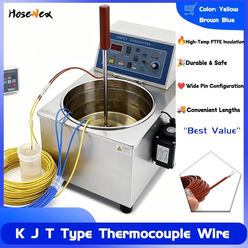 

K J T Type Thermocouple Wire 5/10M 2 Core High Temp PTFE Insulated Compensation Cable for Accurate Temperature Measurement