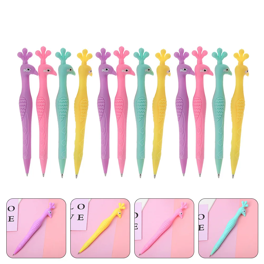 

12Pcs Peacock Mechanical Pencil ABS Material Kids Write Tool Adorable Portable Kids Supply Multi-Function Pencil