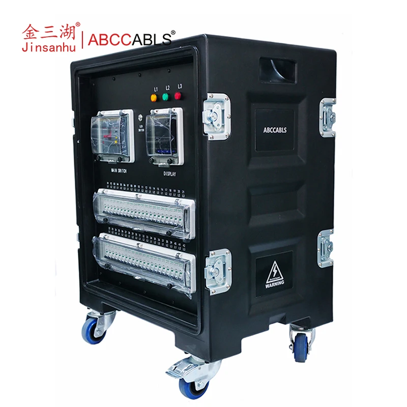 ABCCABLS 42CH 3Phase 208Y/120V US Wheeled Stage Power Distro | 6*Socapex + NEMA L5-20R Rotomolded Power Cabinet