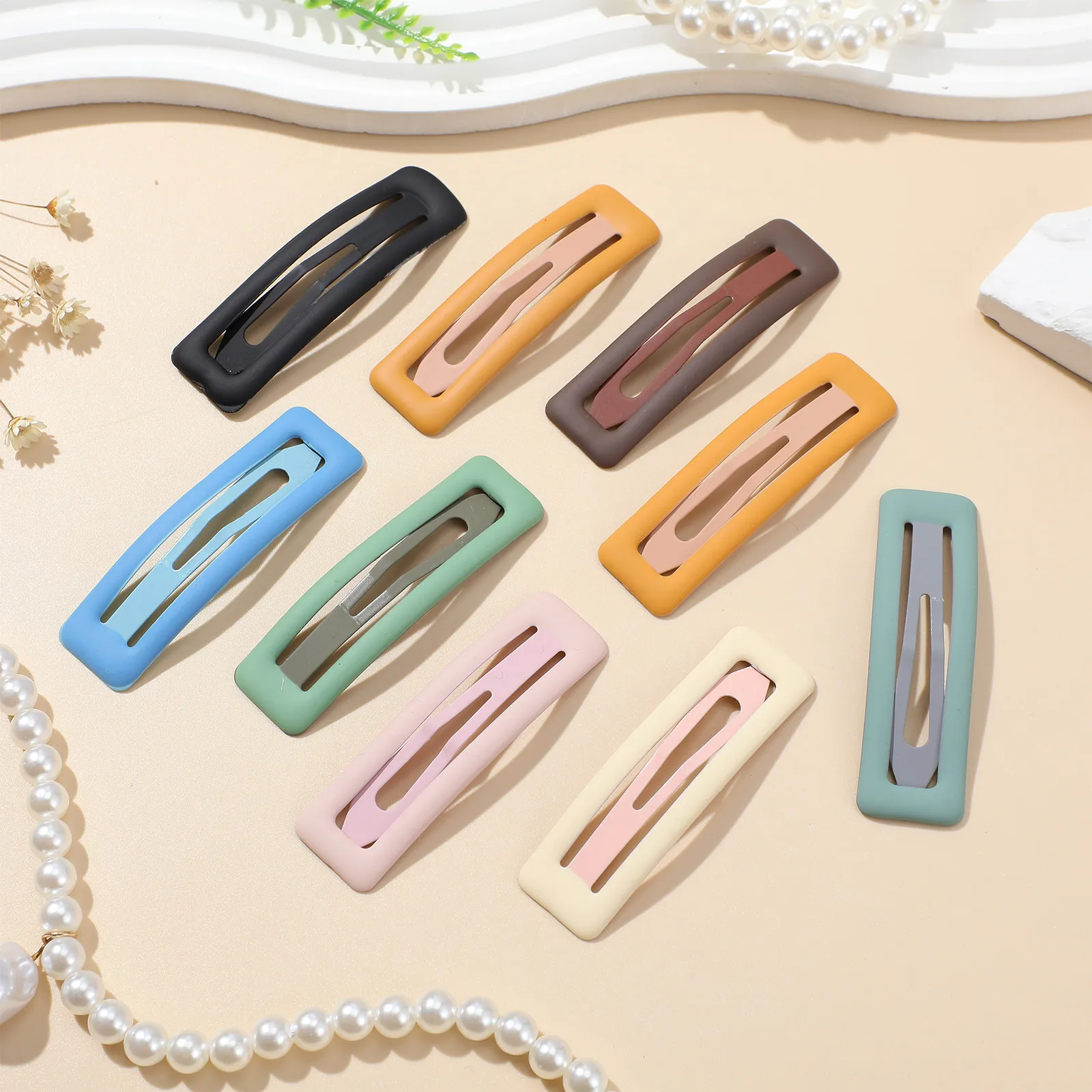 

Набор из 9 матовых металлических заколок-защелок для волос, простой дизайн, аксессуары для волос для женщин, девочек и детей, простые заколки-шпильки