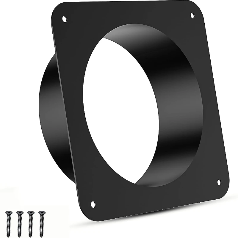 1PC Multi Size Black Flange Connector ABS Square Bottom Straight Flange Air Inlet and Outlet Suitable for Connecting Ventilati