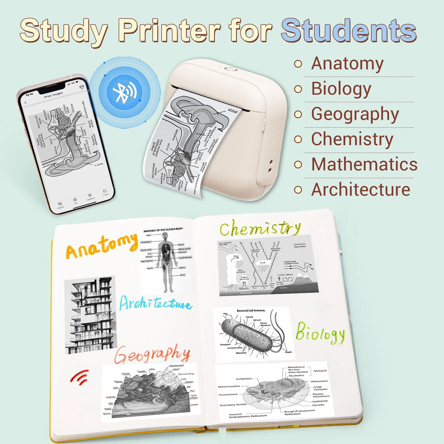 X6 Mini Portable Printer No Ink Bluetooth Thermal Printer For Photo Journal Notes Memo List Tag Sticker Label Printing Maker view 2