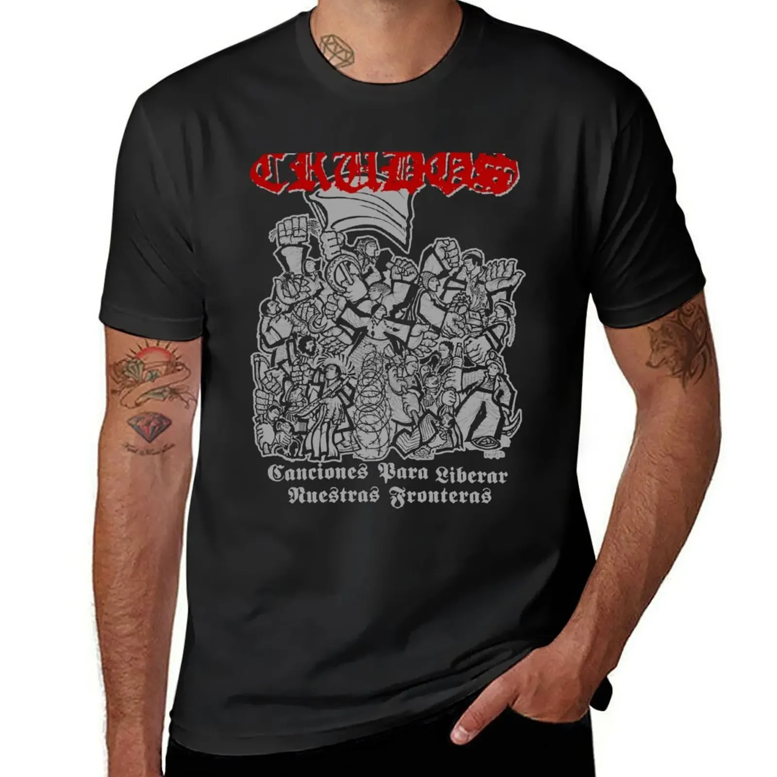 Crudos - Los Crudos - Canciones Para Liberar Nuestras Fronteras T-Shirt anime tshirt quick-drying mens designer t shirt