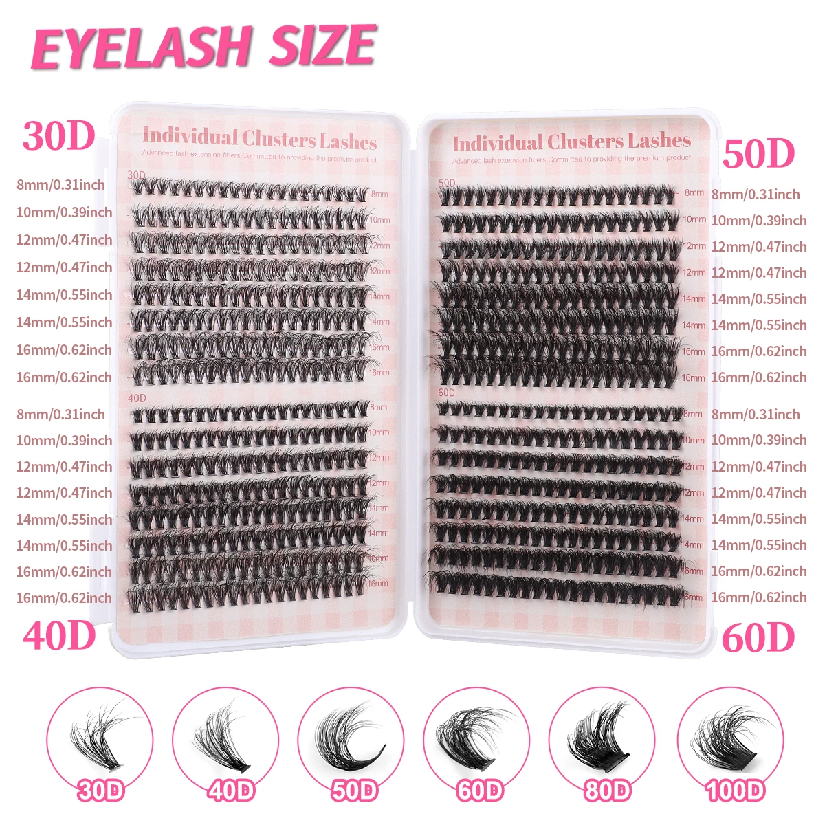 DIY Single Cluster DIY Lash Extension Kit 640 Clusters Large Volume D Curve Single Cluster Individual Lashes Mixed False Eyelash
