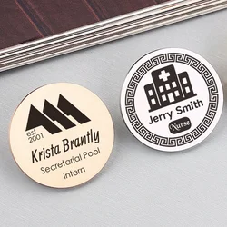 Customized Circular Nameplate Brooch can be Customized With Various Logos, Names, Icons, Professional Laser Engraving, Stainless