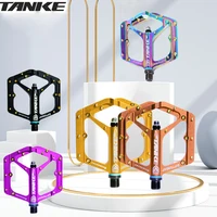 Pedales TANKE para Bicicleta de Montaña, Ligeros, de Aleación de Aluminio, Antideslizantes (10 Pines Antideslizantes por Lado) con Grasa y Rodamientos, Modelo TP-50