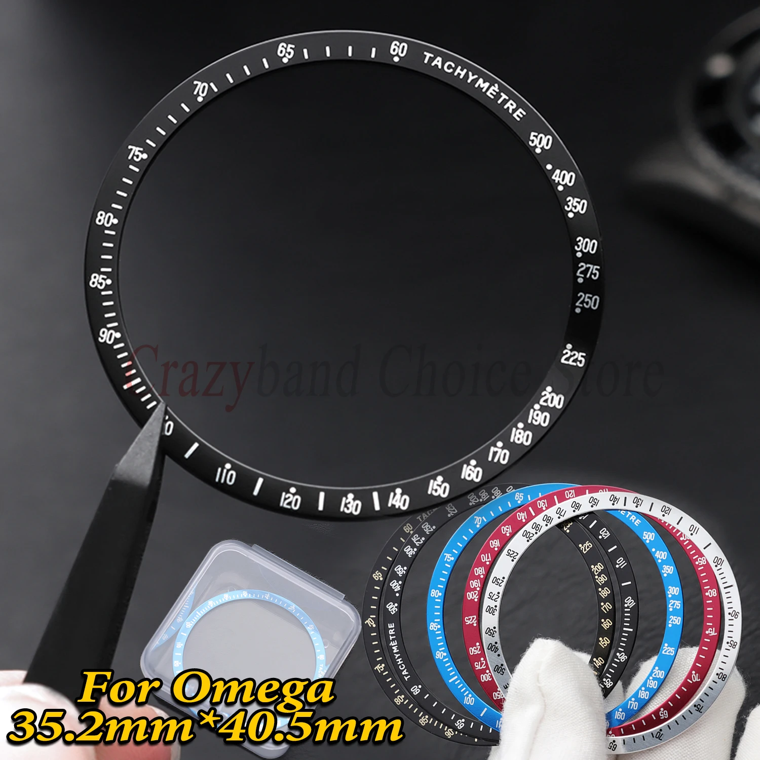 Bisel de Repuesto para Reloj de 40.5mm*35.2mm, Bisel de Aluminio para Reloj Omega Speedmaster, Accesorios para Relojes