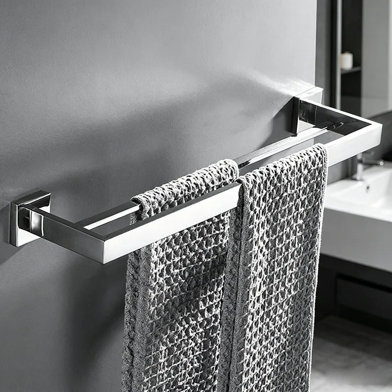 

Stainless Steel Double Towel Bar - Chrome Finish Bathroom Hardware & Accessories, Wall Mounted Towel Holder
