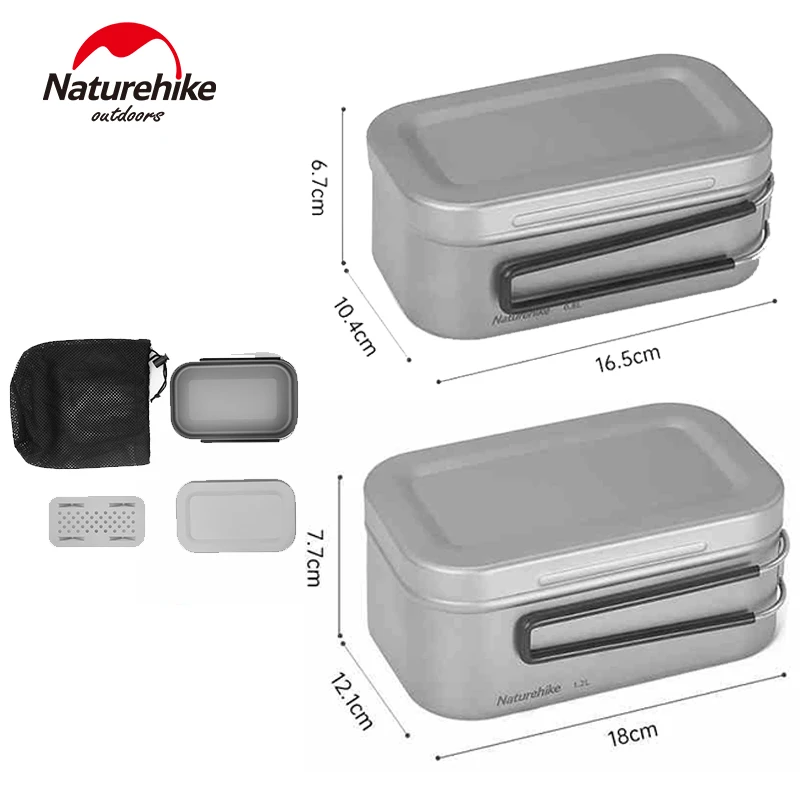 

Naturehike Outdoor Titanium Lunch Box 800ml 1200ml Camping Picnic Bento Dinner Box Ultralight Travel Portable Storage Containers