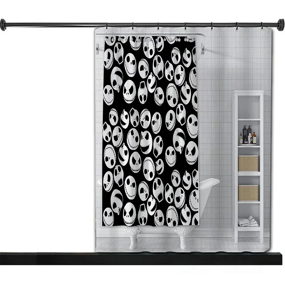 Disney Cartoon Jack Skellington Shower Curtain Waterproof Polyester Fabric Paint Bath Curtains Home Bathroom Decor Curtain