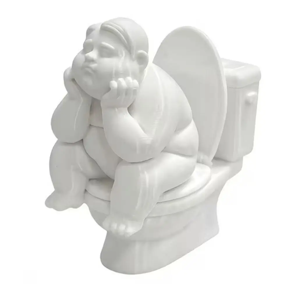 3D Printed Toilet Thinker Figurine Cute Novelty Bathroom Thinker Statue Gift Funny Desktop Small Ornament Car Decor