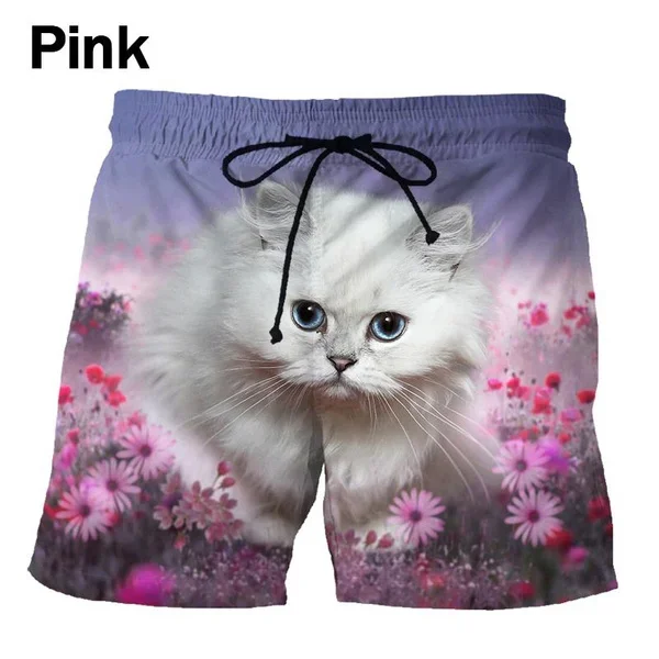 Modne spodenki z nadrukiem 3D Cute Cat Casual Street Hip Hop Harajuku Style Unisex Cool Shorts