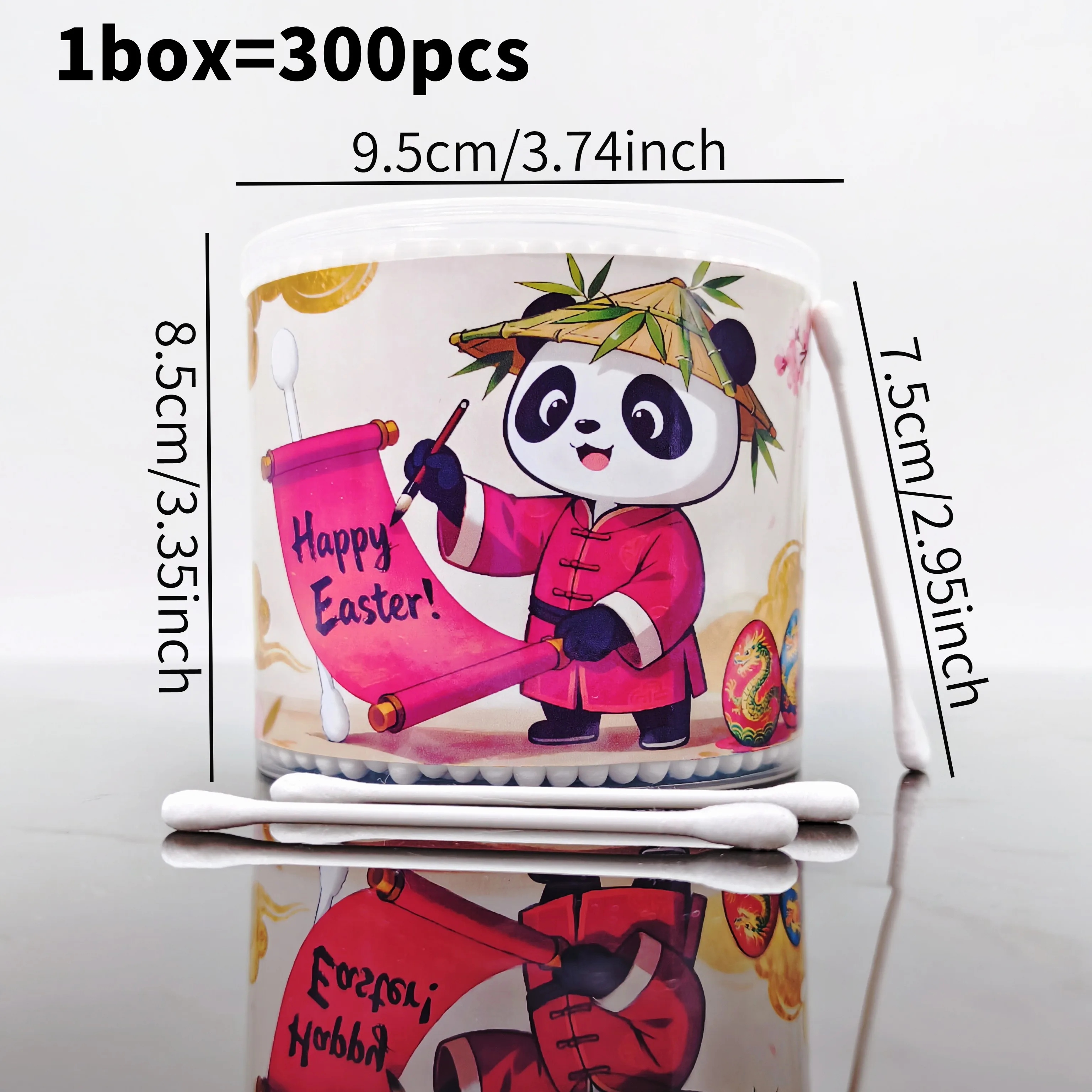 600 قطعة/900 قطعة بيضة عيد الفصح أعواد قطنية إبداعية عصا ، عنصر الباندا دوامة أعواد قطنية مستديرة ، أعواد قطنية هدية العيد