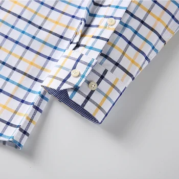 100% Pure Cotton Oxford Shirts for Men Long Sleeve  Plaid Shirt Striped Male BusinessTartan  Red Shirt Mans Designer Clothes 6