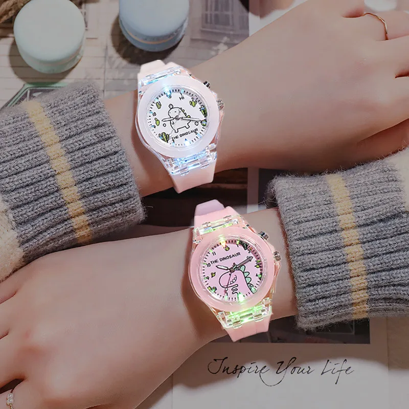 Jam Tangan Anak-anak Perempuan Jam Tangan Bercahaya Kreatif Jam Tangan Quartz Modis Tali Silikon Jam Tangan Wanita Hadiah untuk Pacar Relogio Infantil