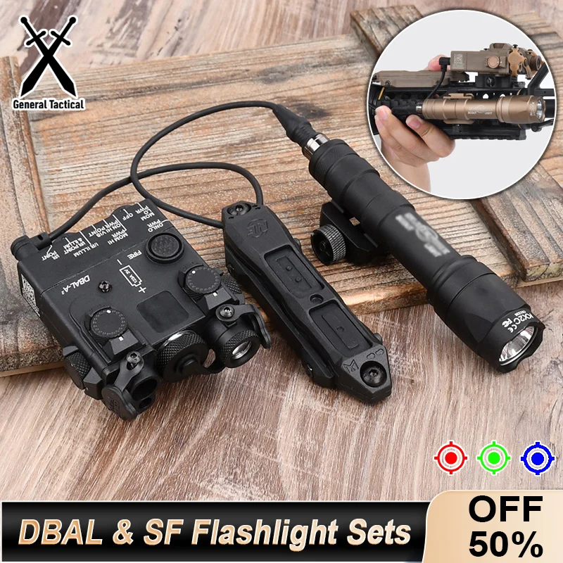 Tactical DBAL-A2 Simplified Version Surefir M300A M600C Flashlight Sets Red Dot Airsoft Indicator Fit 20mm Rail Hunting Laser