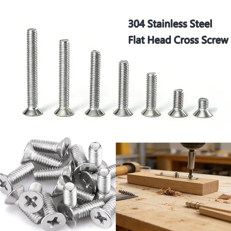 5/10/25/50pcs M1.6 M2 M2.5 M3 M4 M5 M6 304 Stainlessy steel Cross Phillips Flat Countersunk Head Screw Bolt