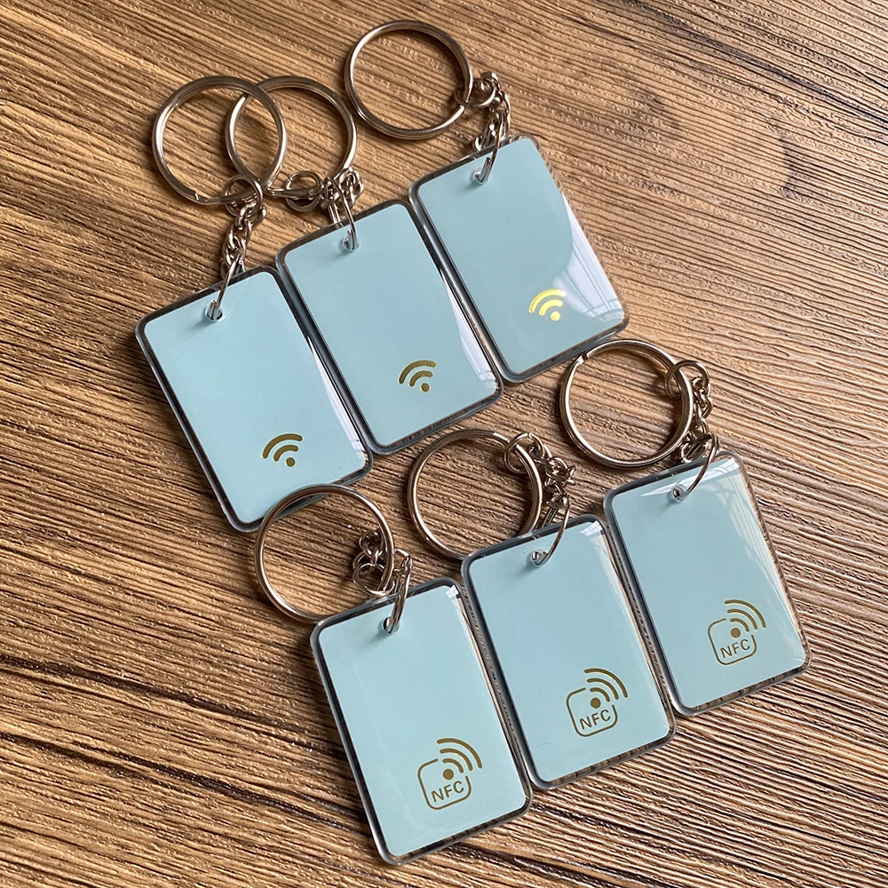 Imagem -04 - Chip Nfc Expoy Tap Chaveiros 144bytes Tag Chave Iso14443a Rfid Keyfobs Token Nfc213 para Compartilhamento de Mídia Social 13.56mhz Nfc213