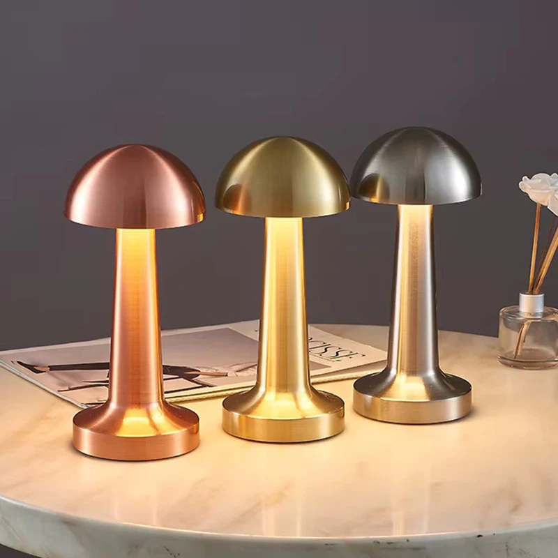 مصباح طاولة LED قابل لإعادة الشحن على الطراز الشمالي - 3 ألوان قابلة للتعتيم، مفتاح لمس لاسلكي، مصباح مكتبي من سبيكة شحن USB لشريط المنزل