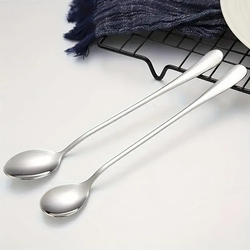

Stainless Steel Ice Tea Spoon 8 Pieces Long Handle Bar Tools Cocktail Stirring Spoons Kitchen Utensils Set for Home Bar Party