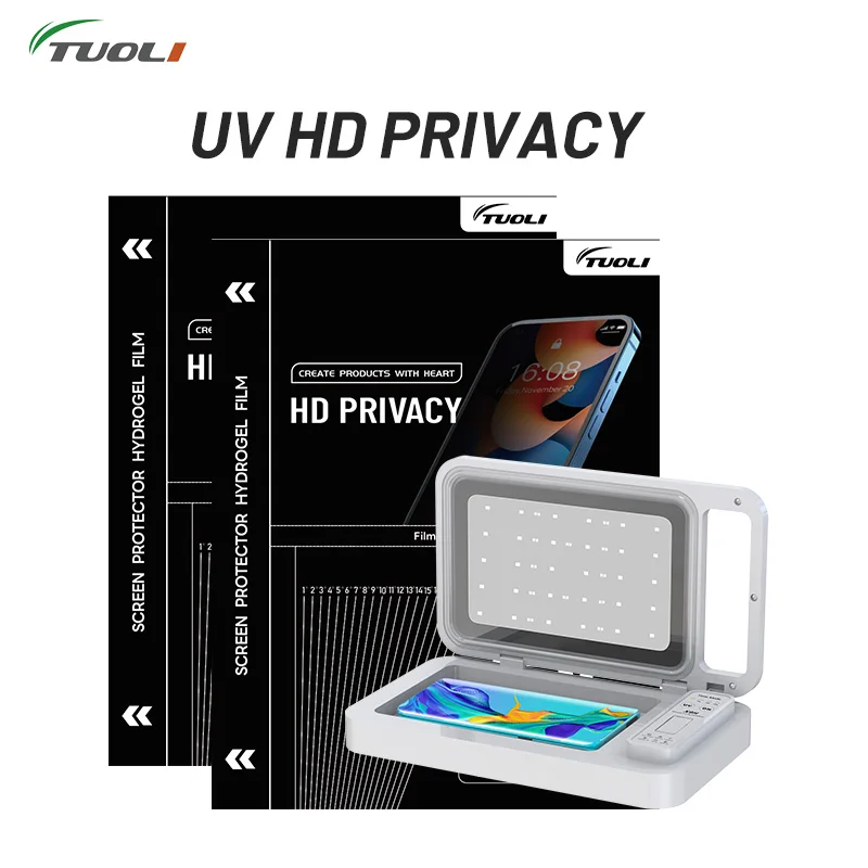 TuoLi  Anti-spy Full Cover AntiI-scratch UV HD Privacy UVHDP Glass Hydrogel Film Mobile Phone Screen Protector Cutting Machine