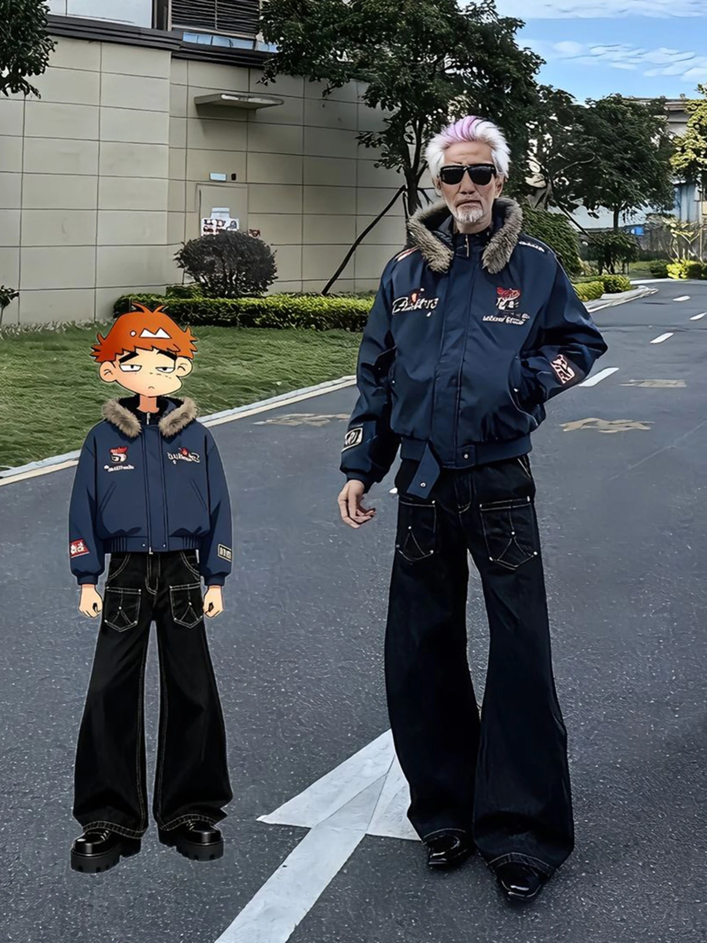 

Мужская зимняя куртка Blue Eagle из хлопка в американском ретро-стиле с вышивкой, съемным меховым воротником, молодежная, повседневная, теплая, утолщенная