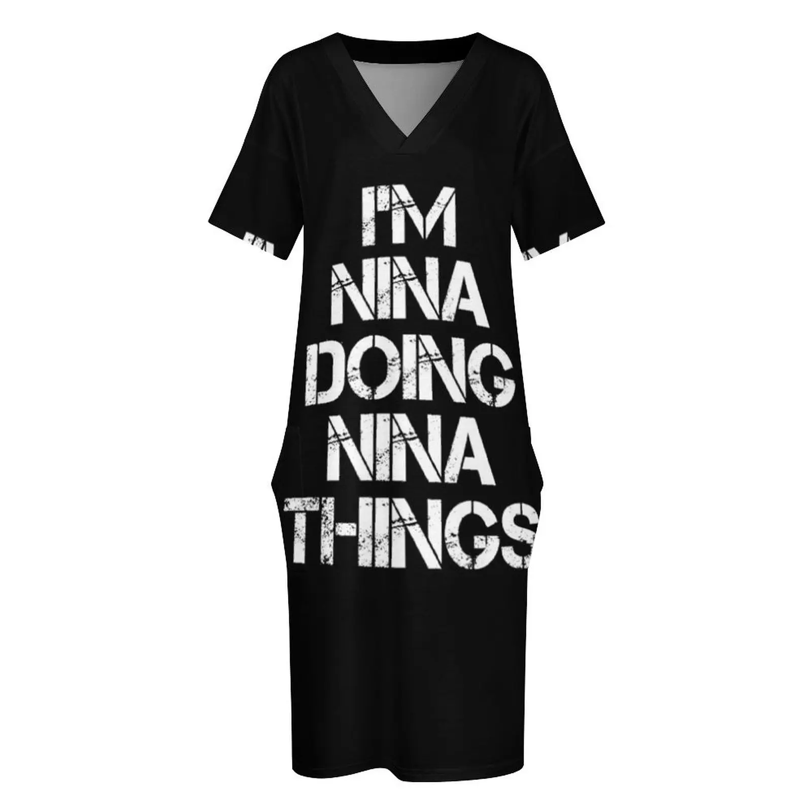 Nina Name T Shirt - I"m Nina Doing Nina Things Name Gift Item Tee Loose Pocket Dress dresses summer woman 2024