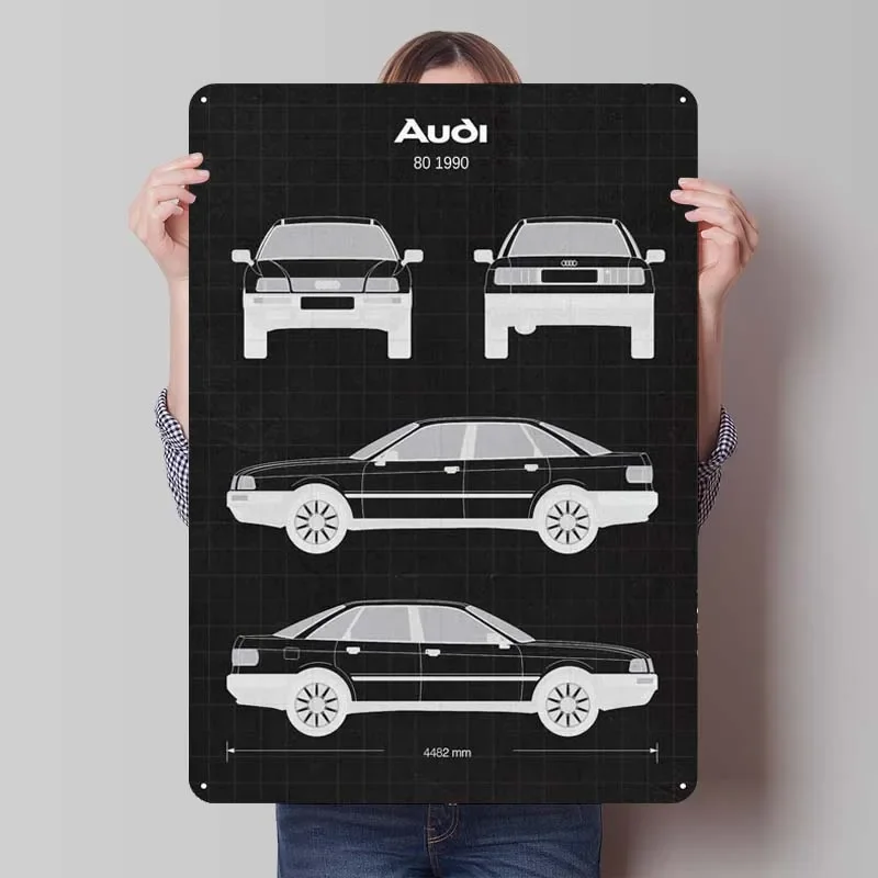 AUDI 80 1990 Car Metal Signs Vintage Decor Custom Tinplate Sign for Garage Wall Art Decoration Gaming Room Decoration Man Home