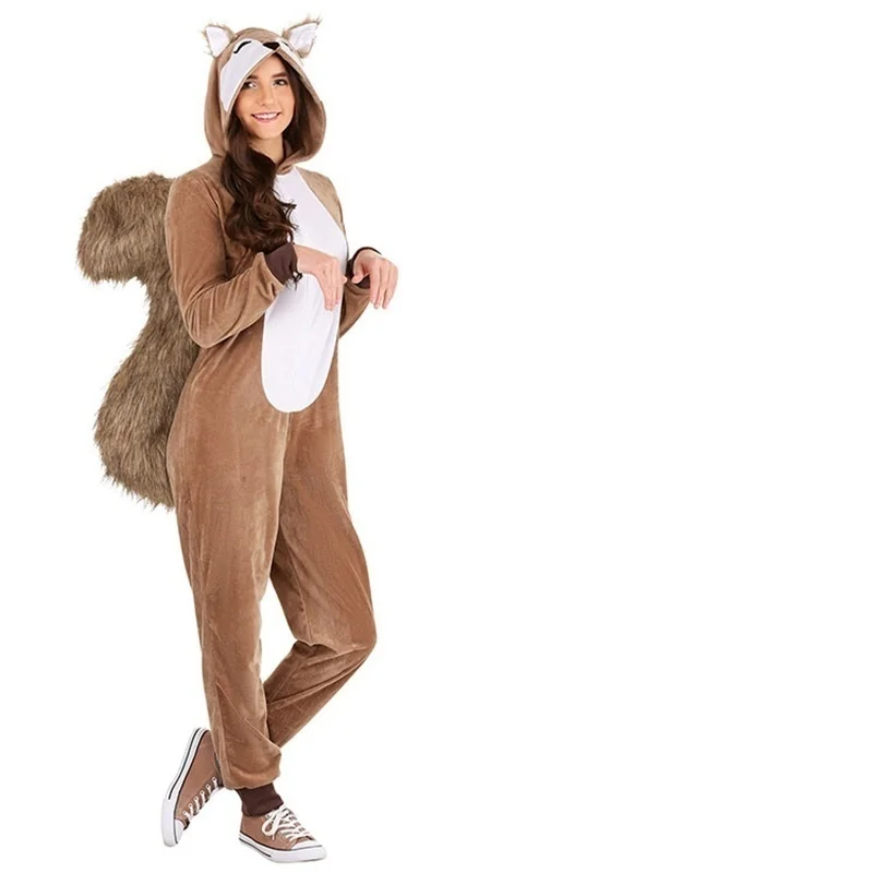 Adult Animal Good Quality Chipmunk Onesie Halloween Cosplay Brown Squirrel Costumes Pajamas Christmas Gift for Kids