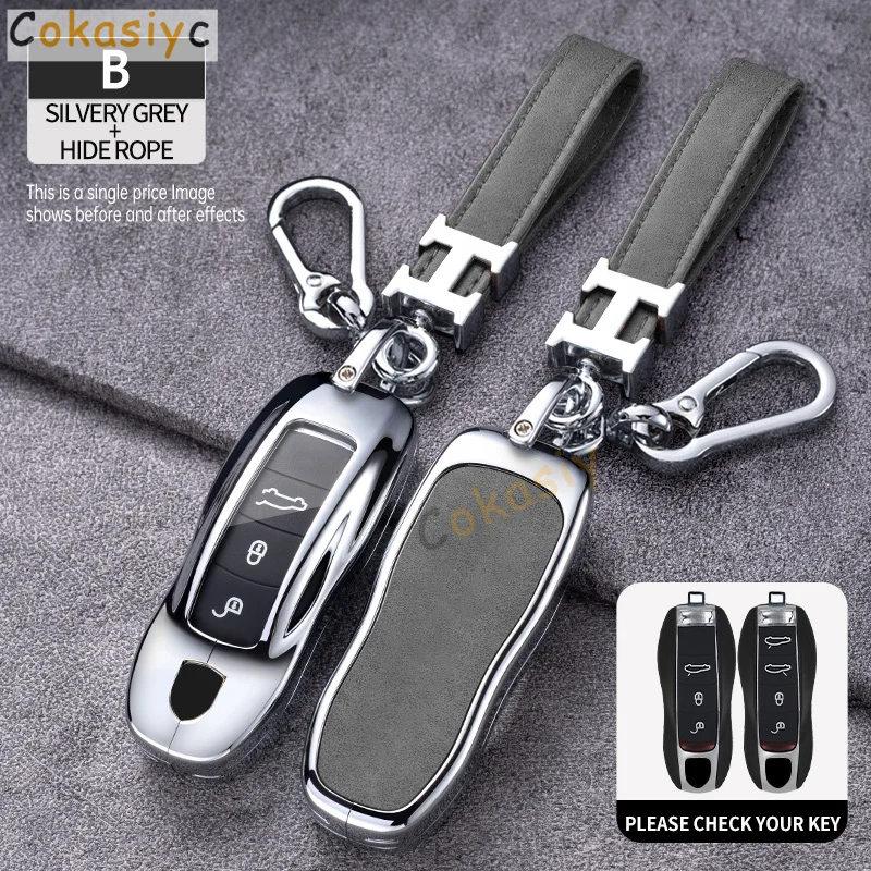 Zinc Alloy Car Remote Key Case Cover For Porsche Cayenne Macan 718 Taycan Boxster Cayman Panamera 911 918 996 997 991 Keychain