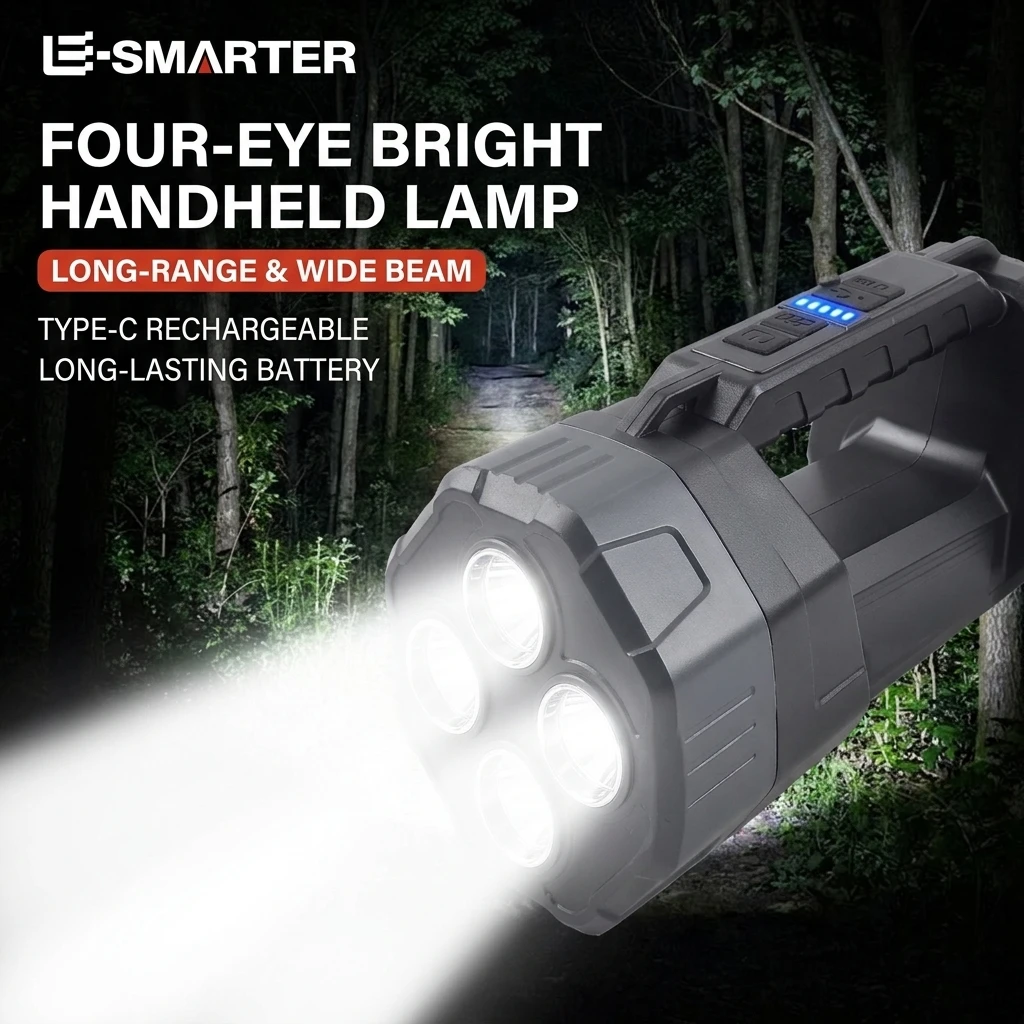 Portable Solar‑Powered Strong‑Light Handheld Lamp, High‑Power Long‑Distance Flashlight Perfect for Outdoor Night Fishing