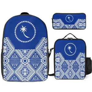 Оригинальный полинезийский винтажный этнический рюкзак из трех предметов, сумка для ланча, пенал, школьная Сумка для кемпинга, необходимая сумка для путешествий