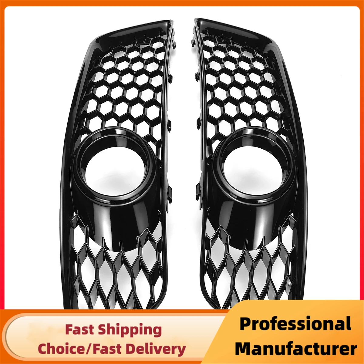 For Audi A3 8P 2009-2013 Front Bumper Fog Light Grille 1Pair Car Honeycomb Mesh Fog Lamp Grille Cover