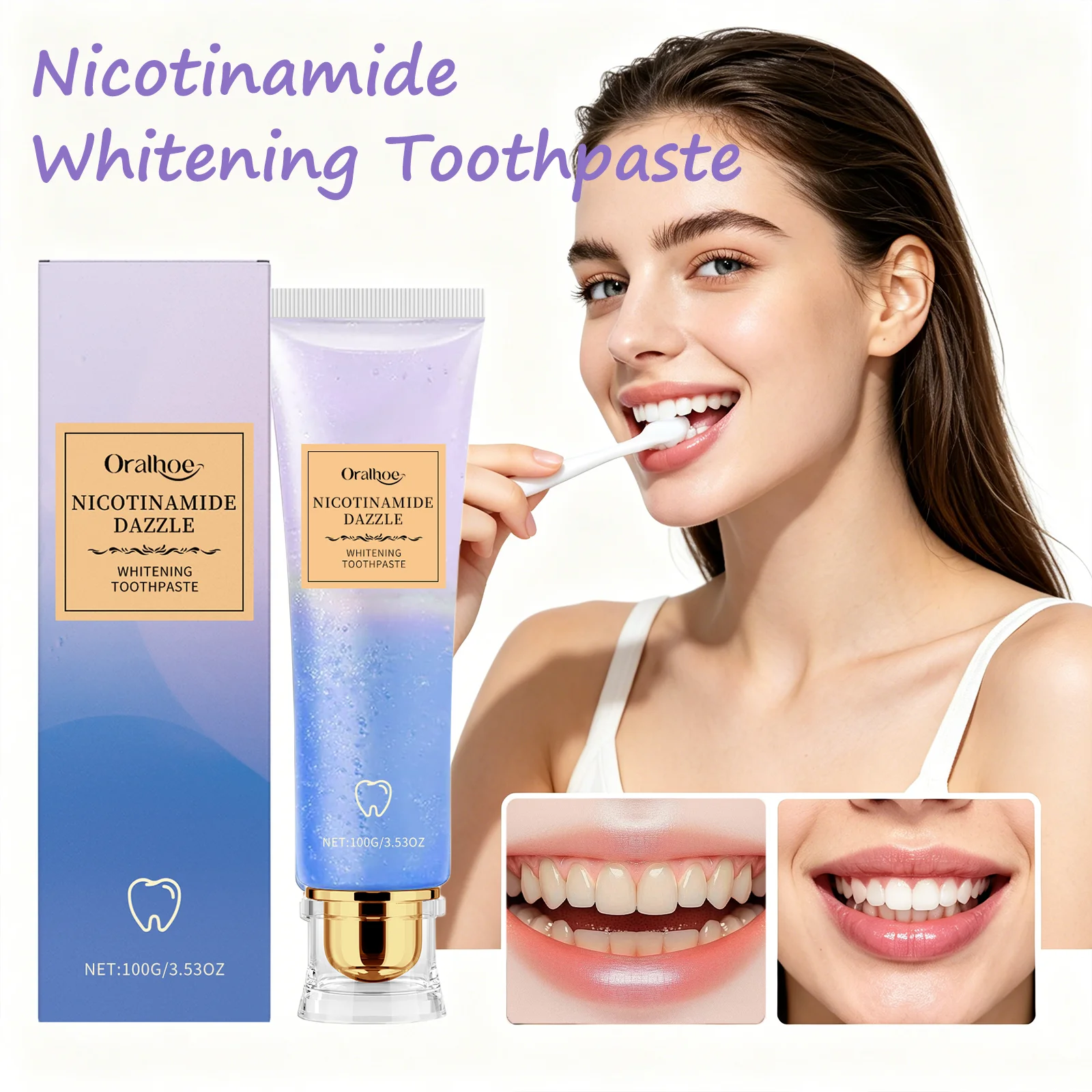 

100G Niacinamide Whitening Toothpaste Deep Clean Remove Daily Stains Fresh Breath Soothe Gum Brighten Teeth Refreshing Oral Care