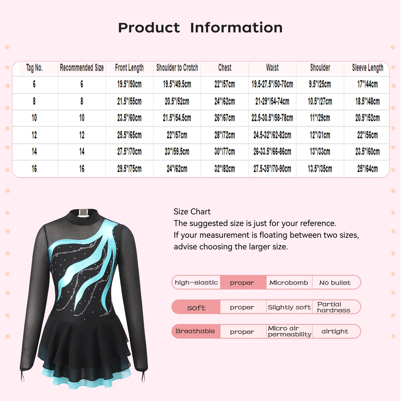 Figure Ice Skating Dress Kids Girls Long Sleeve Rhinestone Ballet Tutu Dance Dresses Gymnastics Leotards Performance Costume