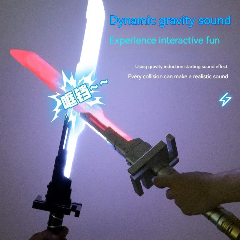 Hadiah lucu prank: 71cm 2-in-1 pedang laser, 7-color lgt lightsaber dengan lampu streamer efek pertarungan sengit, barang keren mainan anak